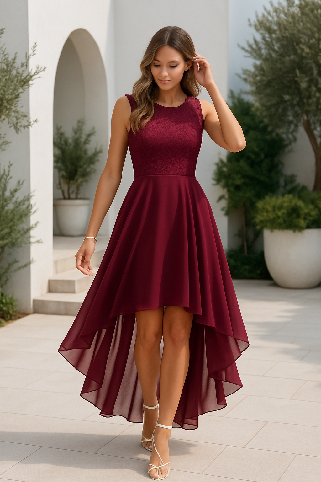 Eunice | Damen Hochzeitsgast High-Low Elegantes Kleid
