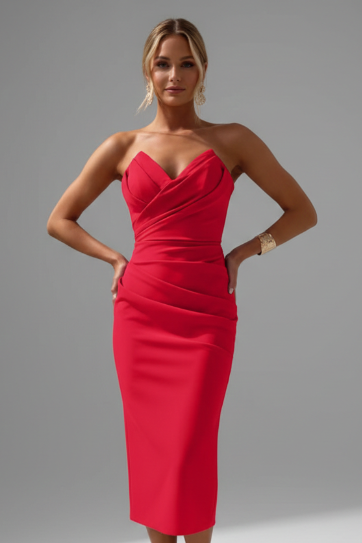 Lidia | Elegante Silhouette Midi Kleid